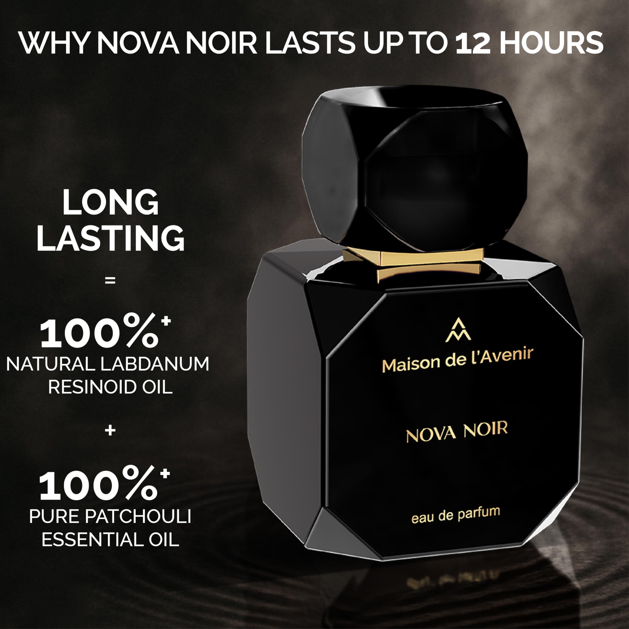 Nova Noir bottle cap close-up, premium design ideal for gifting.