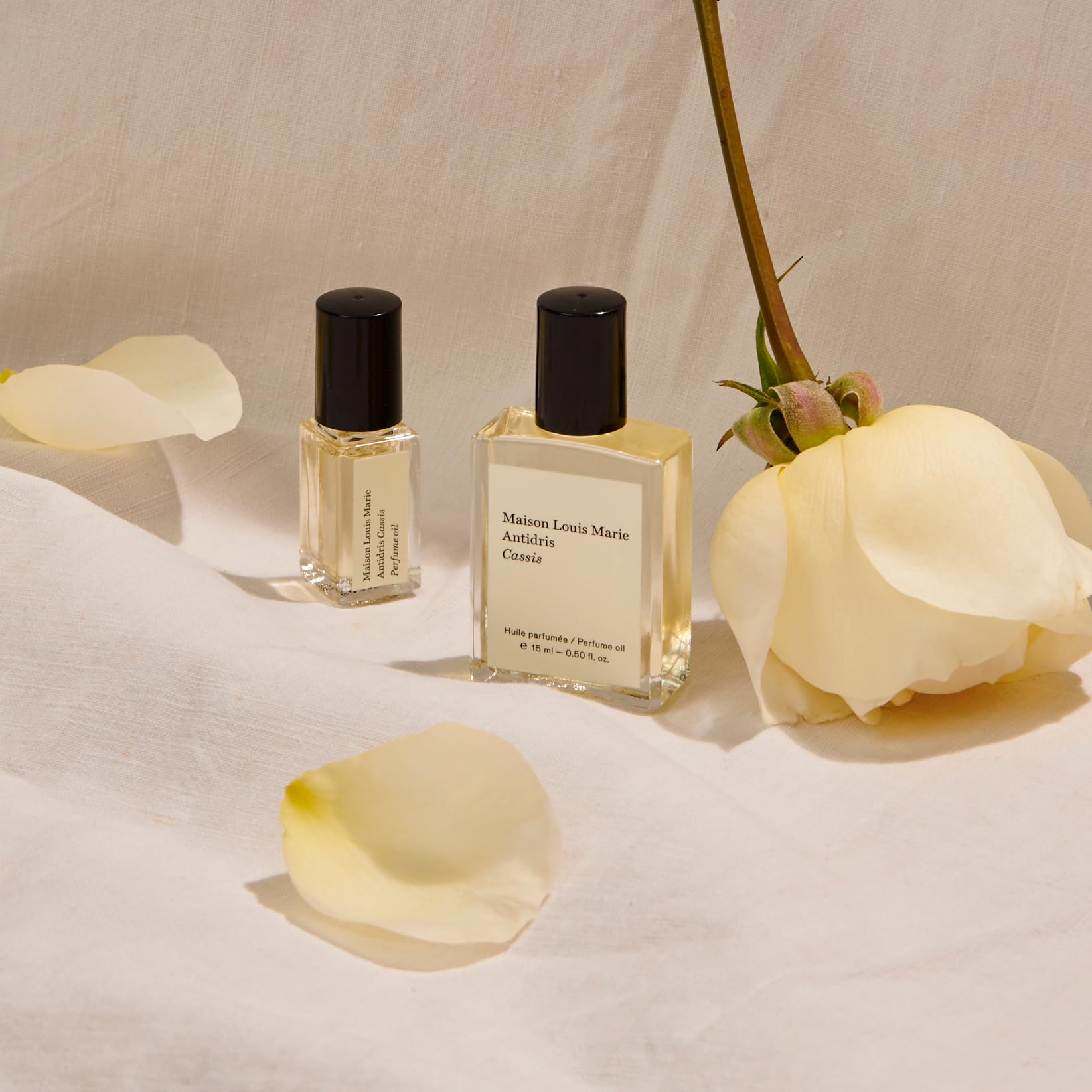 Antidris Cassis roll-on being applied to pulse points for intimate fragrance release