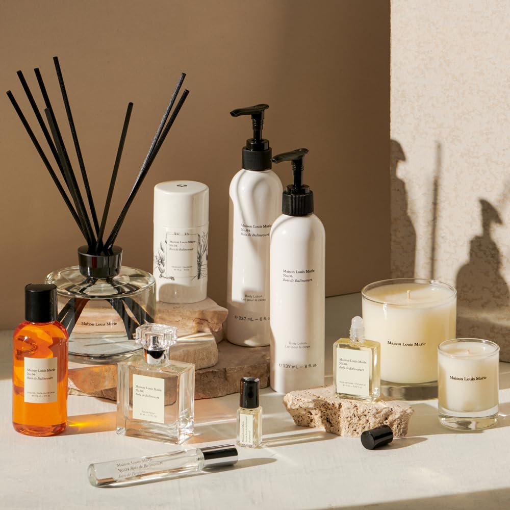 Maison Louis Marie Balincourt packaging on shelf conveys boutique luxury.