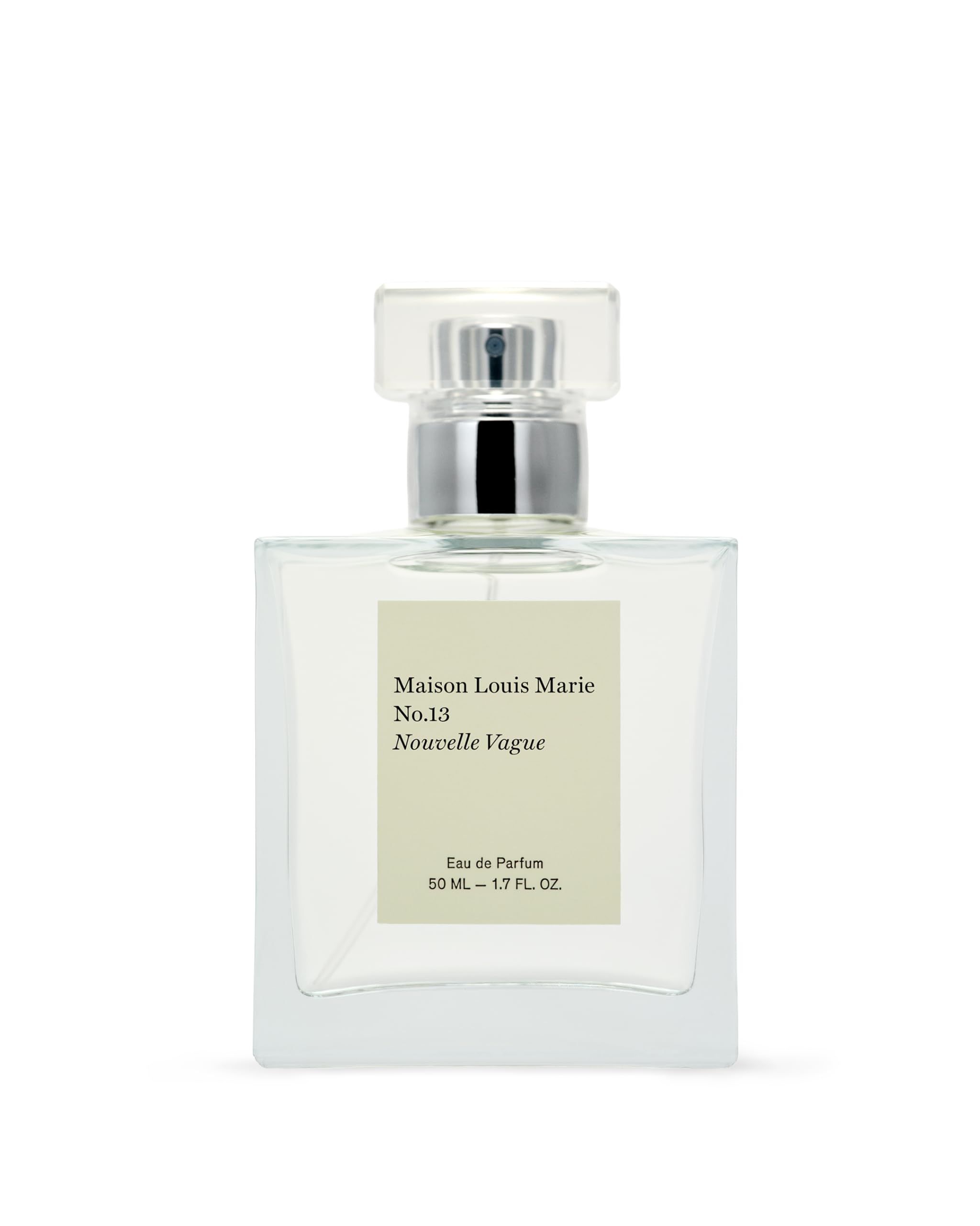 Maison Louis Marie No.13 Nouvelle Vague bottle pour highlights a radiant, long-lasting scent.