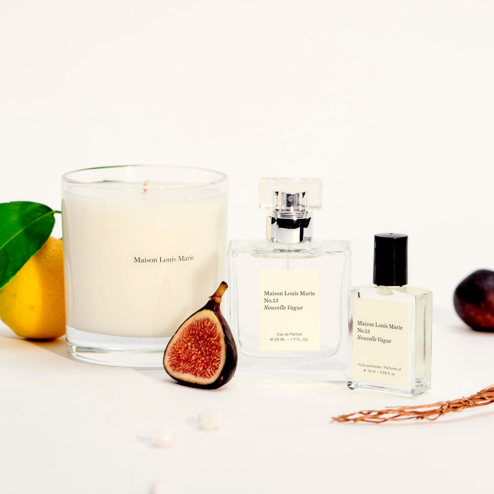 Maison Louis Marie No.13 Nouvelle Vague bottle displayed on vanity for daily use