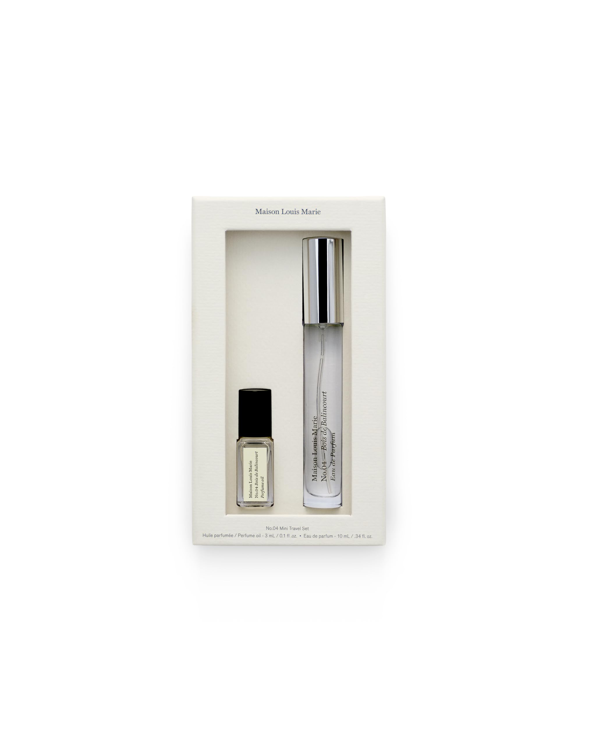 Maison Louis Marie No.04 Balincourt EDP bottle, compact travel size.