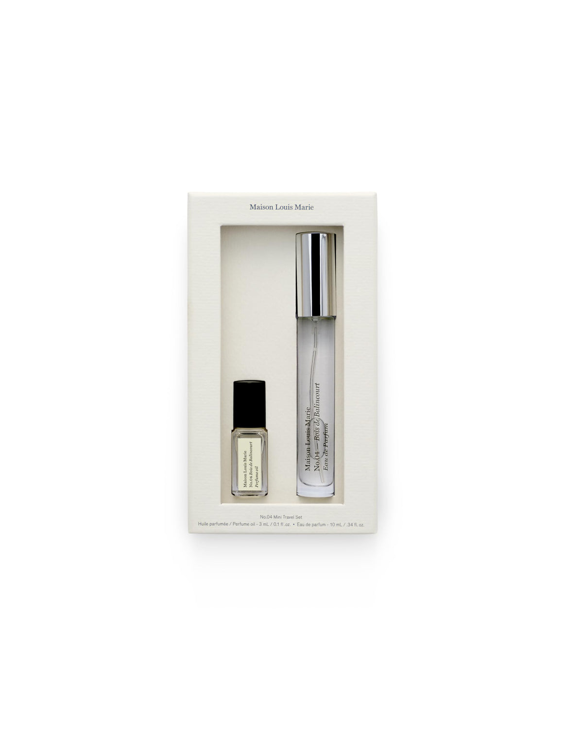 Maison Louis Marie No.04 Balincourt EDP bottle, compact travel size.