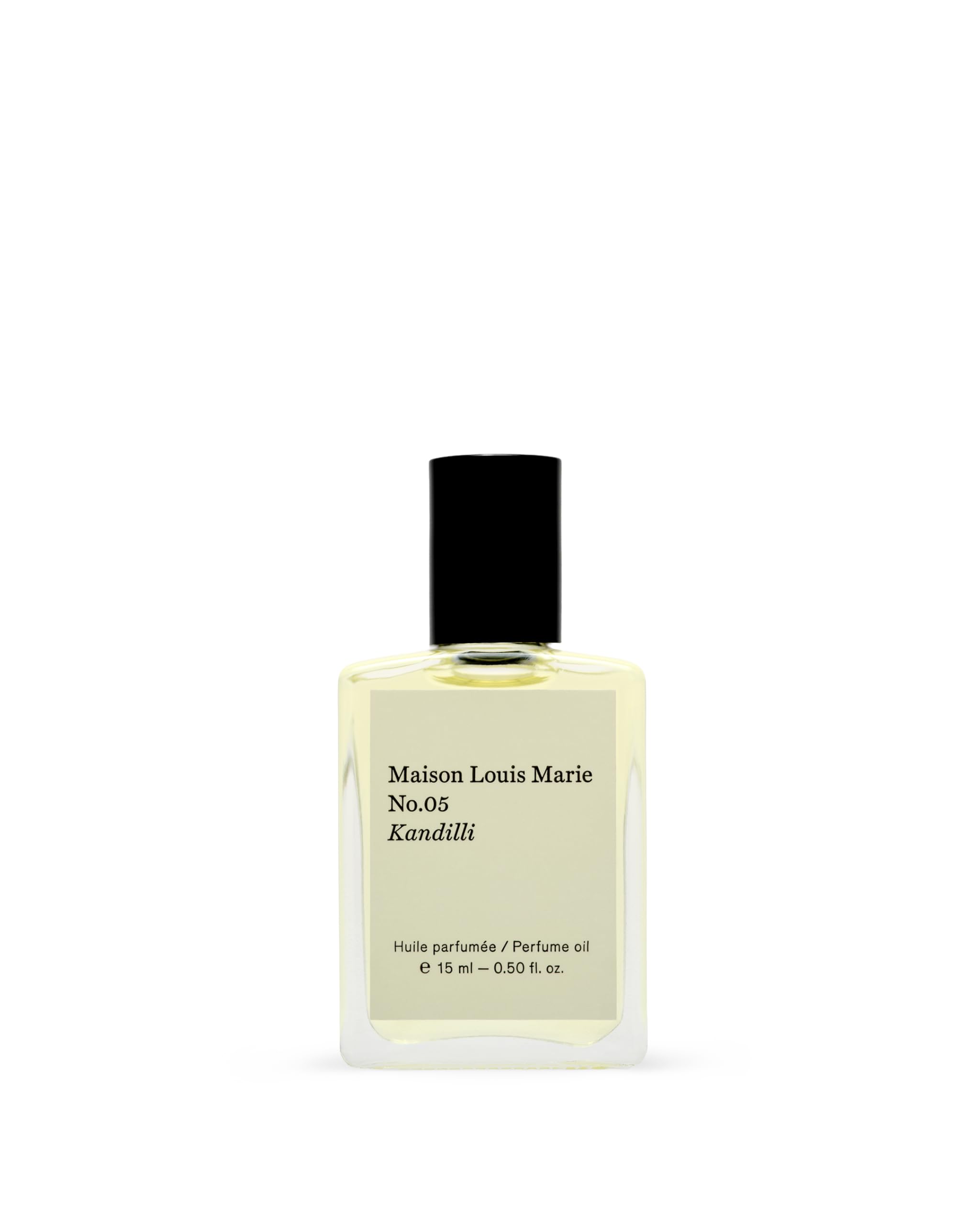 Maison Louis Marie No.05 Kandilli roll-on bottle highlighting tropical floral notes for daily fragrance.