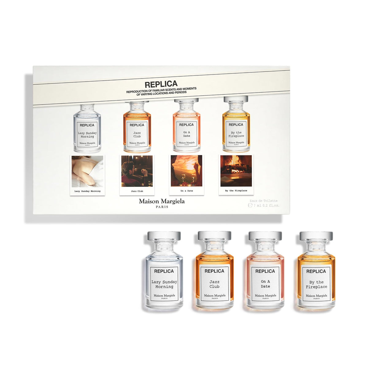 Maison Margiela Replica four-piece discovery set packaging, ideal for travel and gifting.