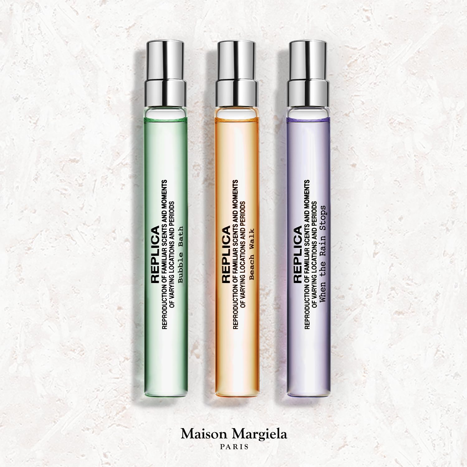 Maison Margiela Replica Bubble Bath mini bottle displayed for spa-like relaxation while traveling