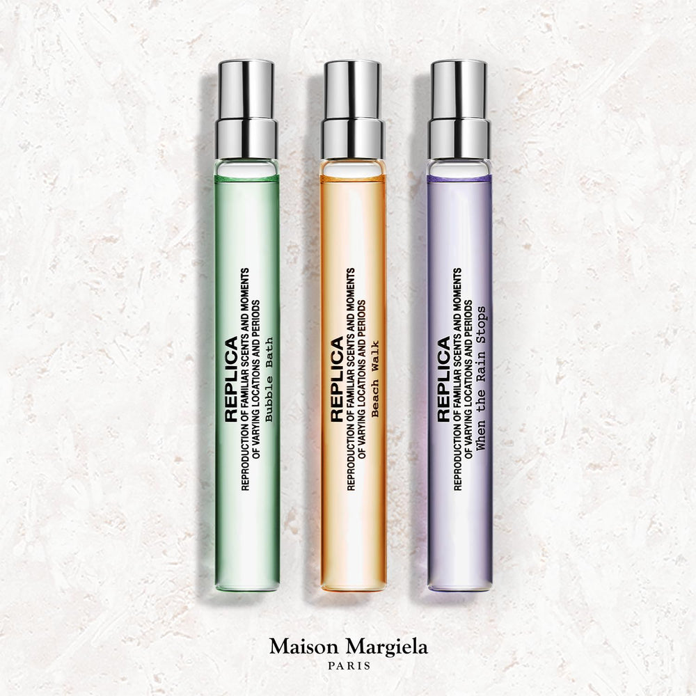 Maison Margiela Replica Bubble Bath mini bottle displayed for spa-like relaxation while traveling