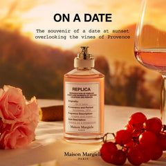 Maison Margiela Replica On a Date rose note emphasizes romantic floral nuance.