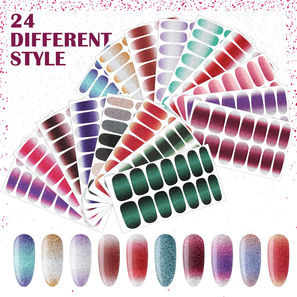 Maitys 24 sheets of full wrap stickers for quick salon-like nails.