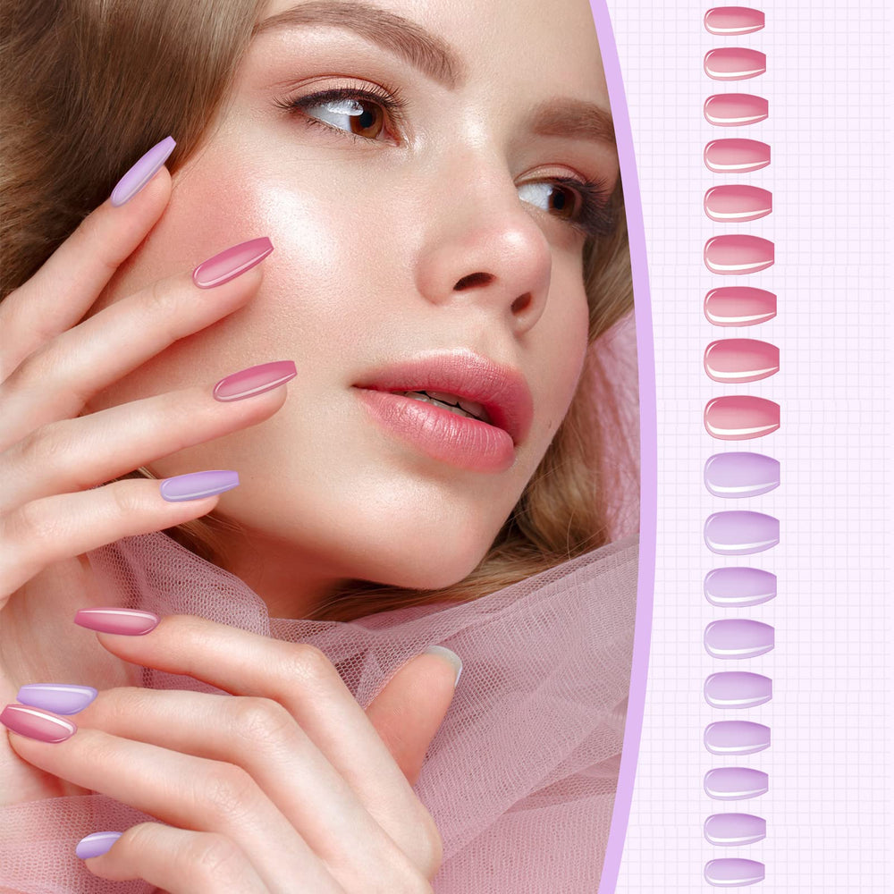 Maitys ballerina coffin nails in glossy finish for chic everyday style.