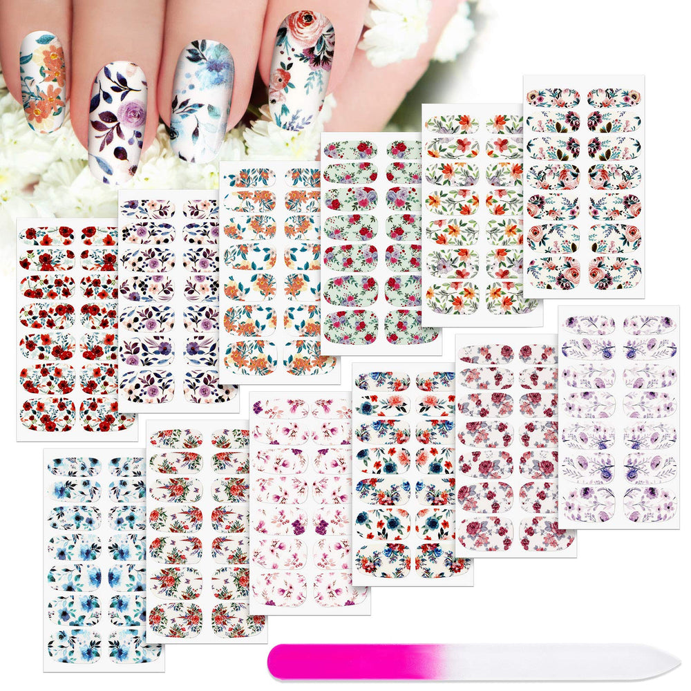 Maitys flower full wrap nail sticker sheet ready for quick DIY manicure.