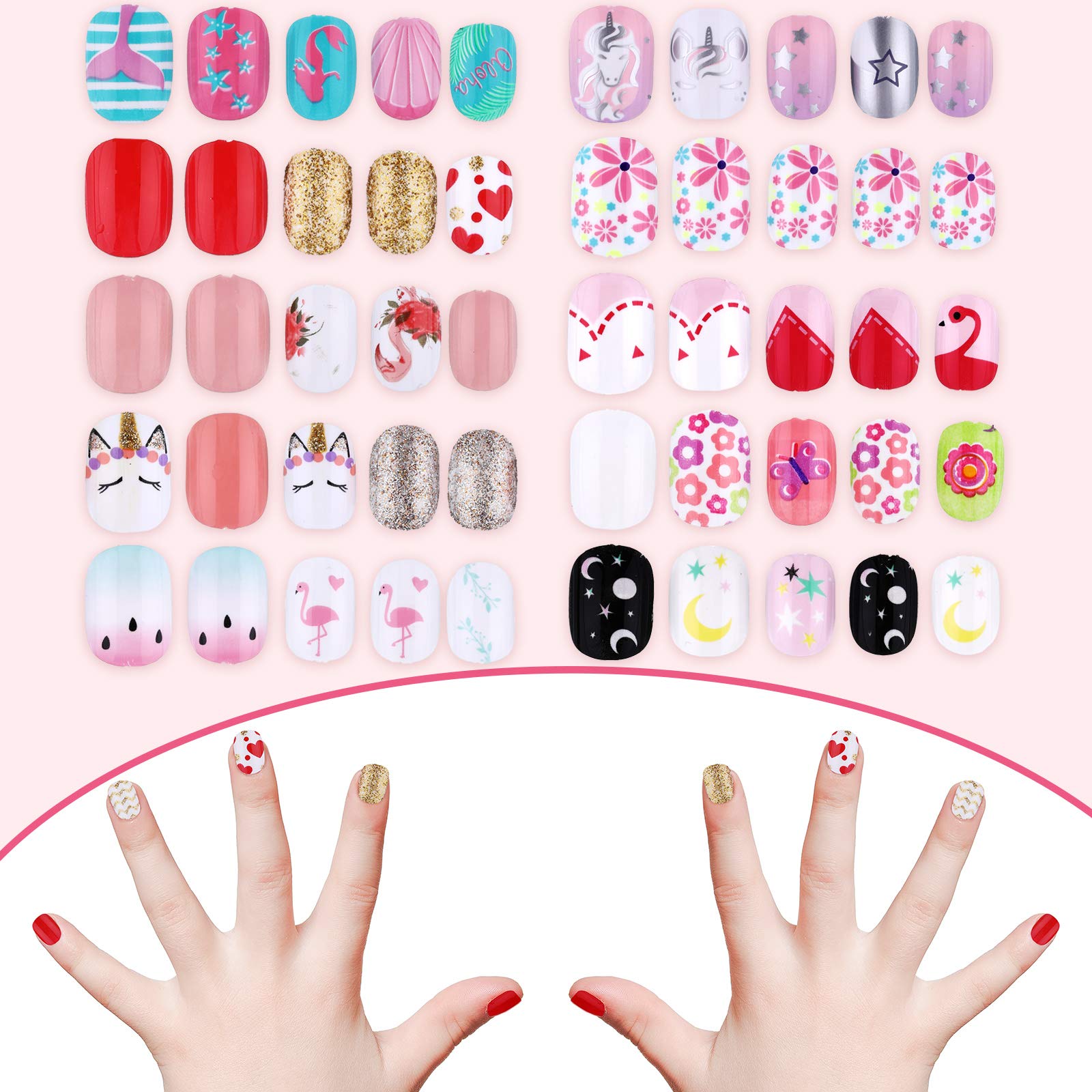 Maitys full cover tips are versatile for school or party nail art.