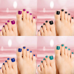 Maitys glossy square toenails provide durable color and long-lasting shine.