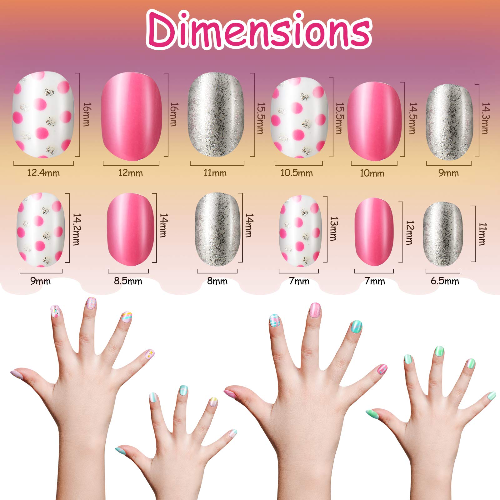 Maitys nails include 12 sizes for a proper fit