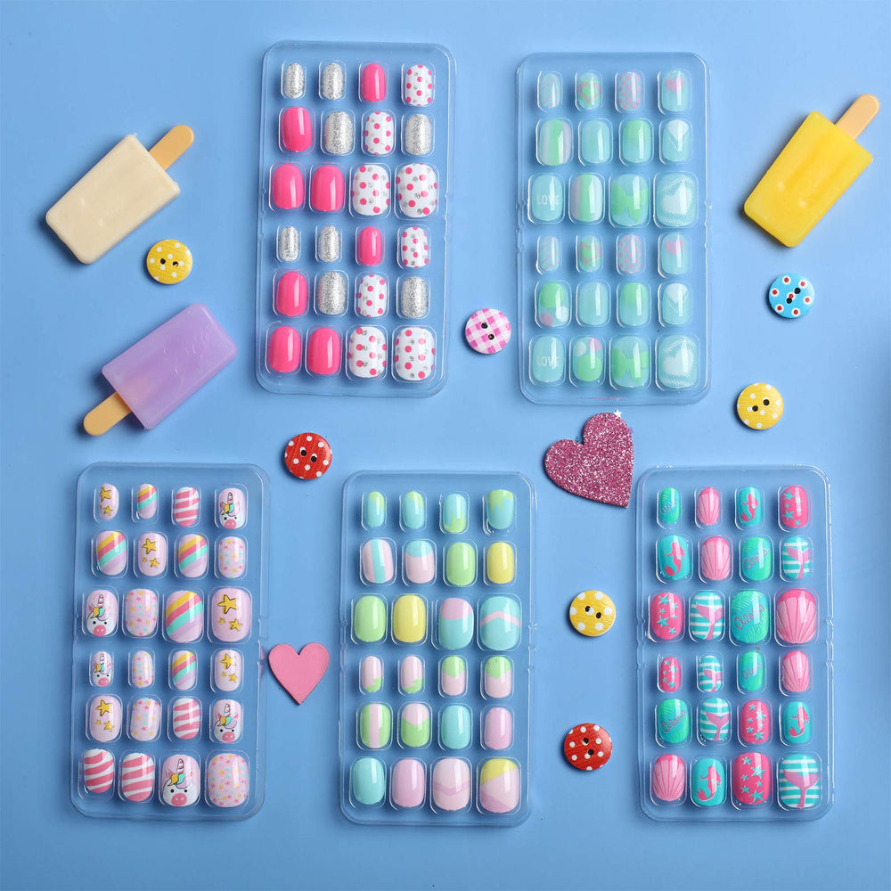 Maitys kids press-on nails cat gradient design for colorful daily nails