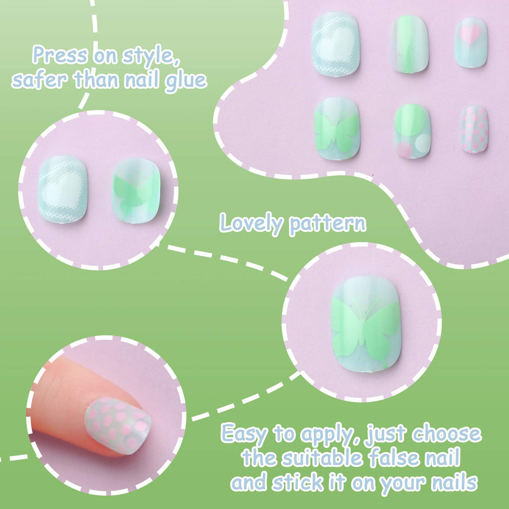 Maitys kids press-on nails mermaid gradient for party-ready looks