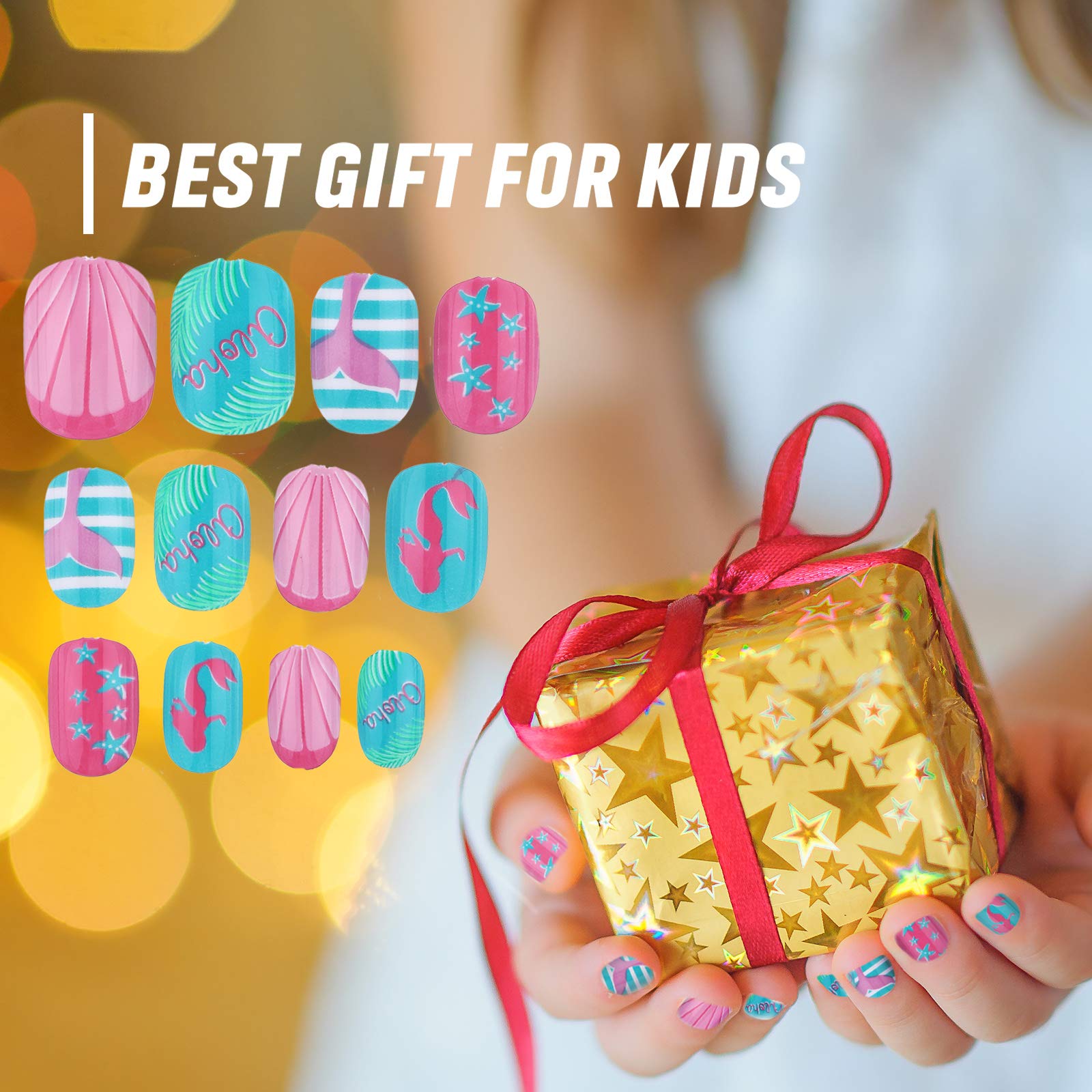 Maitys pre-glued nails simplify application and reduce mess for junior nail enthusiasts.