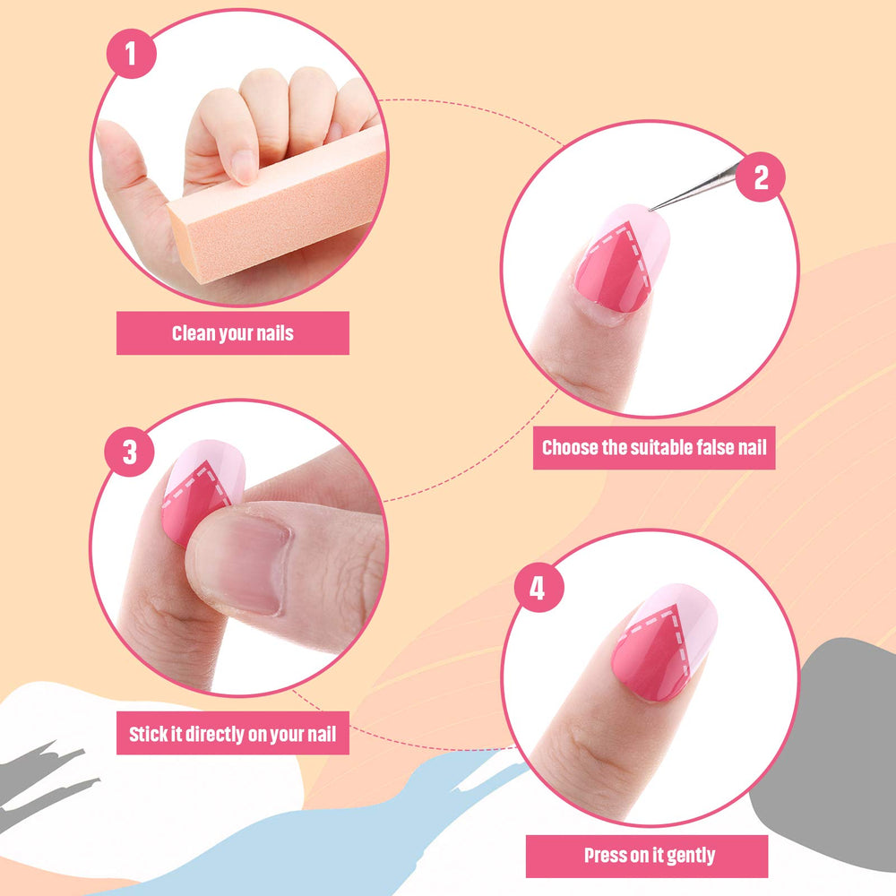 Maitys nails feature rich patterns like red heart and pink flower for playful looks.