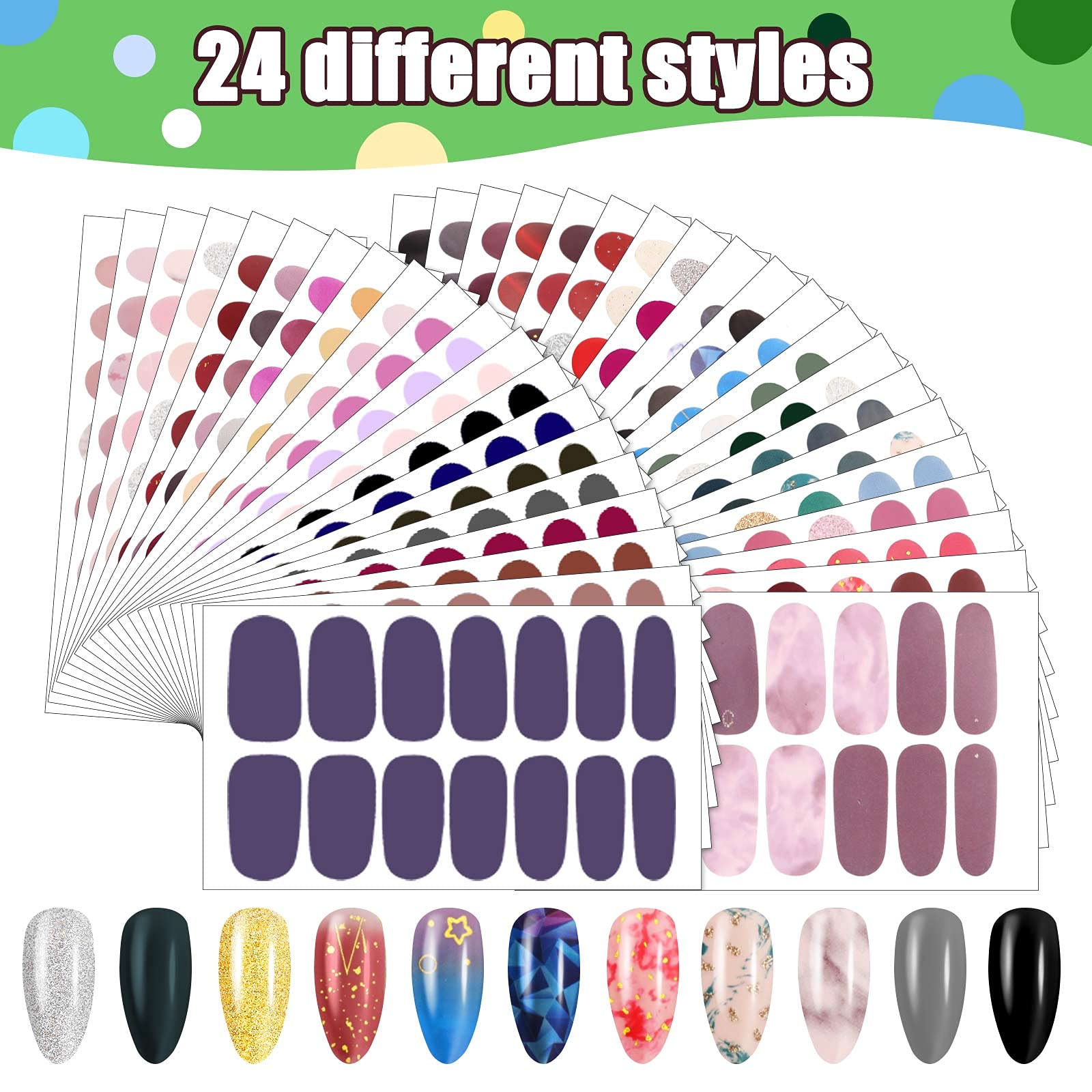 Maitys self-adhesive nail wraps close-up—easy, mess-free application.