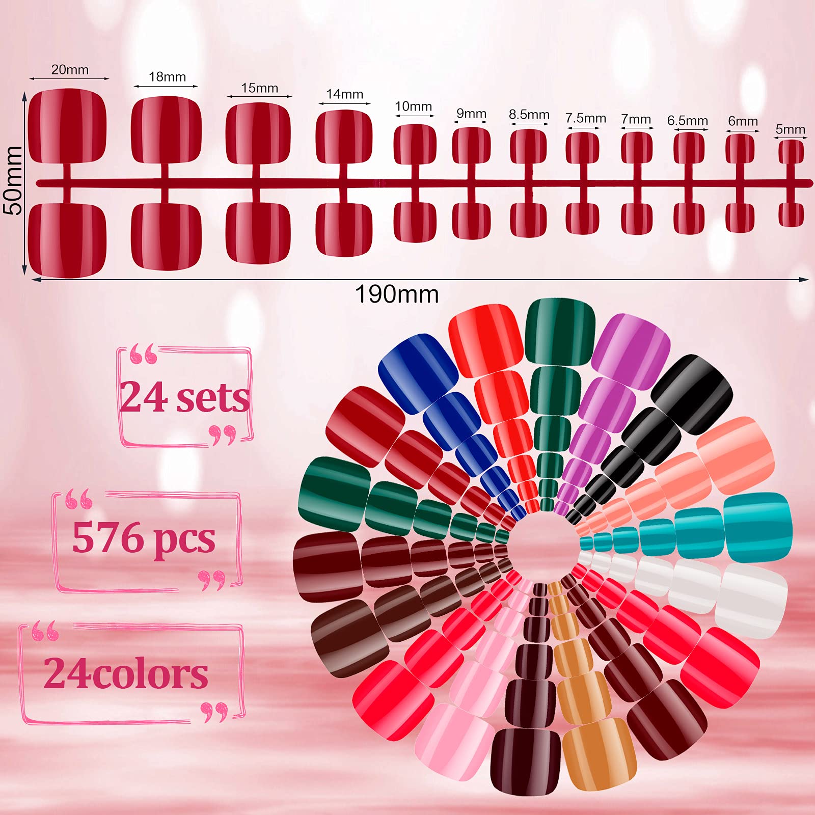 Maitys 12 sizes ensure a better fit for toes and natural look.