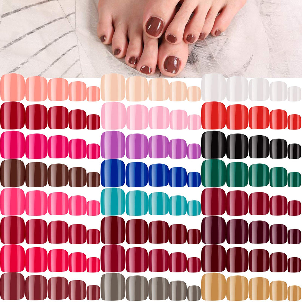 Maitys glossy toe nails in 24-sets offer versatile DIY nail art options.
