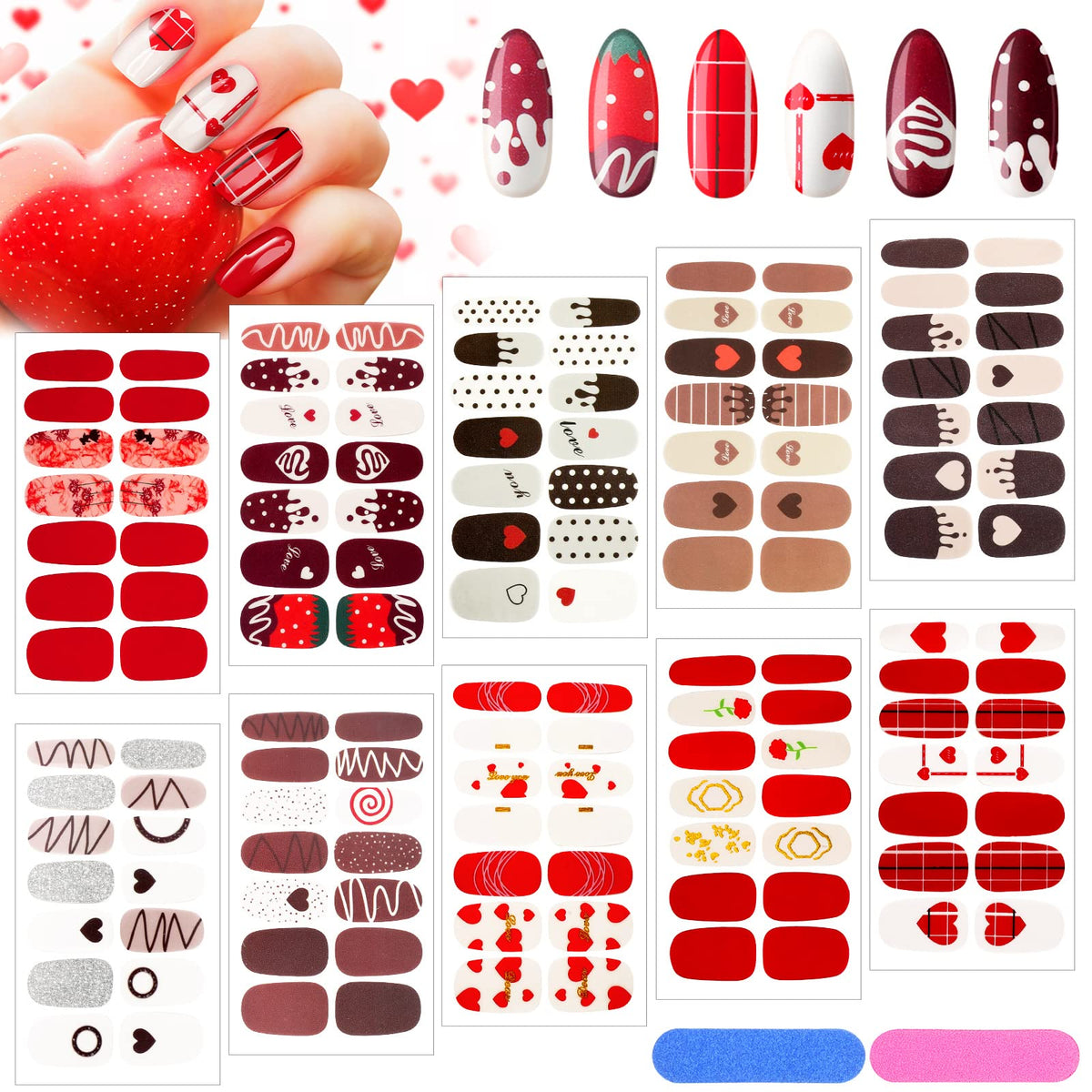 Maitys Valentine full-wrap stickers for at-home salon-style nails
