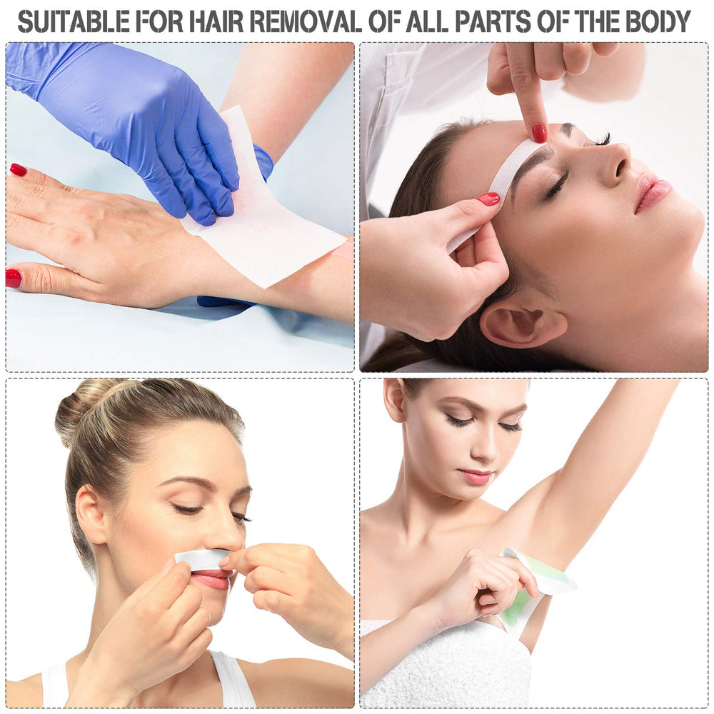 Maitys wax strips roll during epilation action showing versatile application.