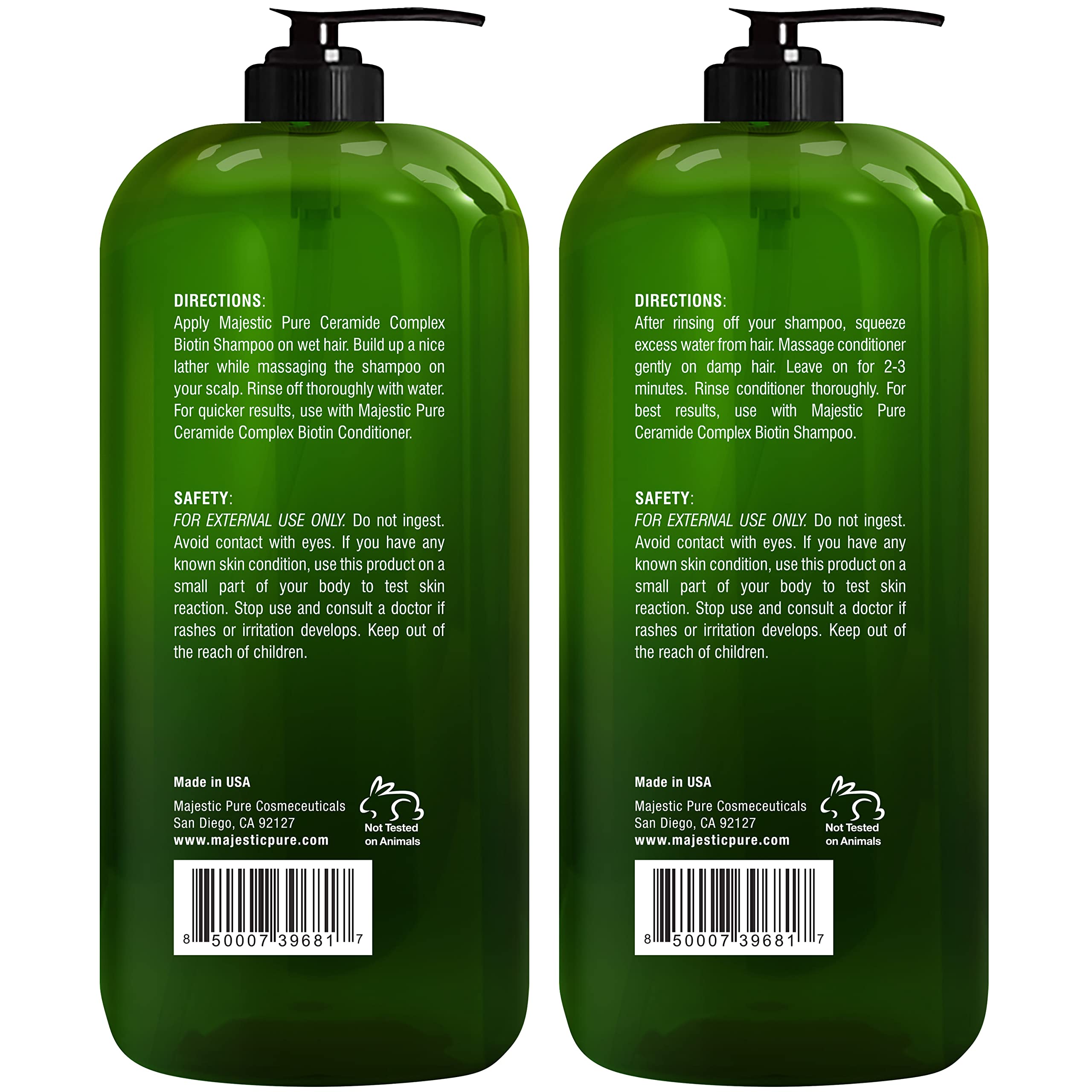 Majestic Pure Biotin Shampoo image features eucalyptus oil for cooling sensation