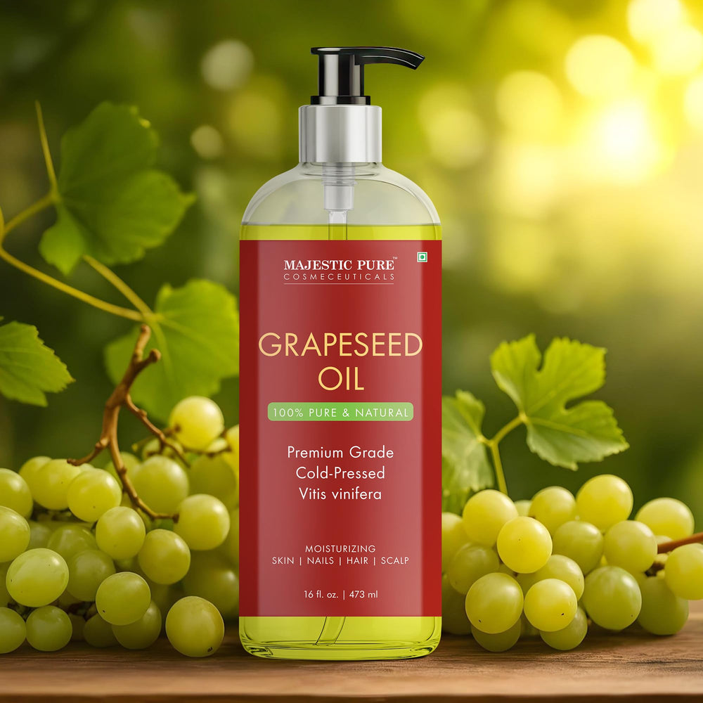 Majestic Pure Grapeseed Oil as carrier oil for essential oils helps dilute blends.