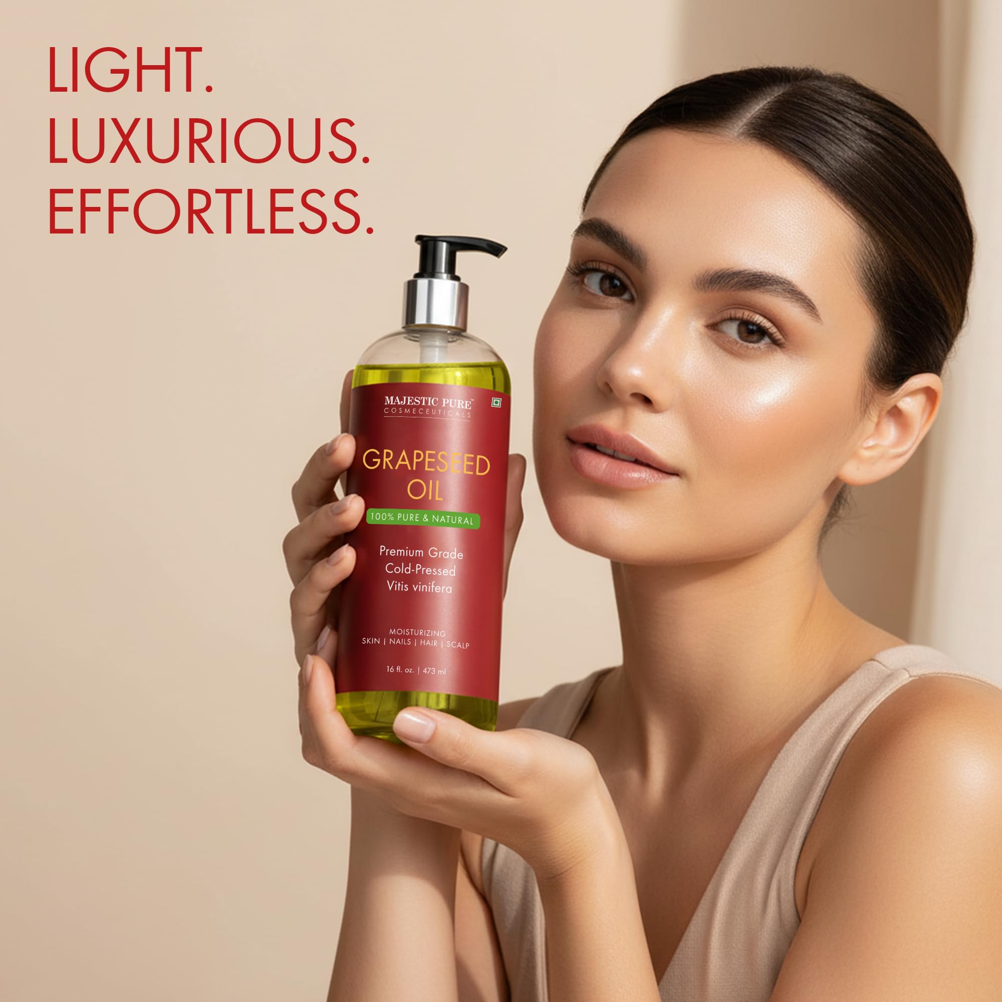 Majestic Pure Grapeseed Oil massage-oil hydrates and absorbs quickly during massage.
