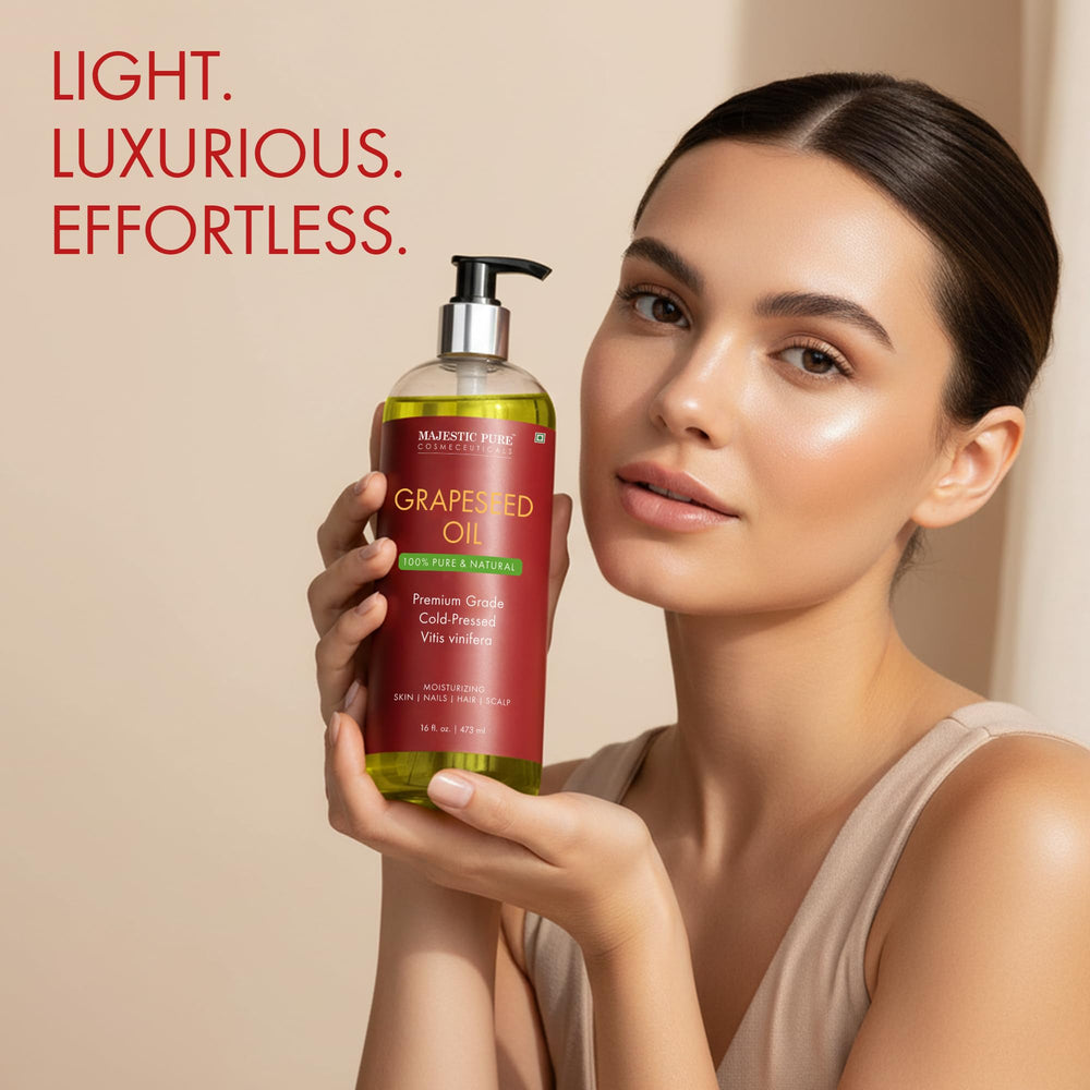 Majestic Pure Grapeseed Oil massage-oil hydrates and absorbs quickly during massage.