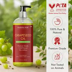 Majestic Pure Grapeseed Oil skin-moisturizer nourishes dry skin with lightweight feel.