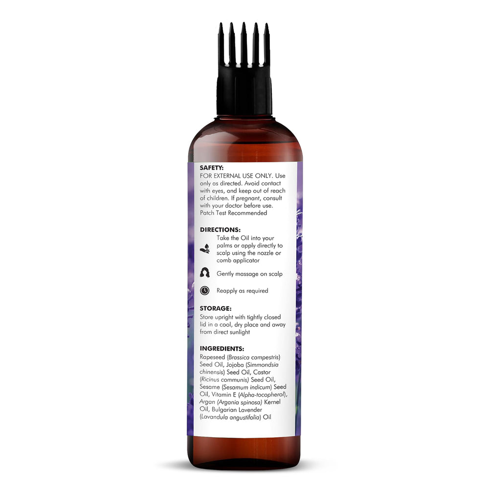 Majestic Pure Lavender Oil dropper highlights easy daily scalp nourishment