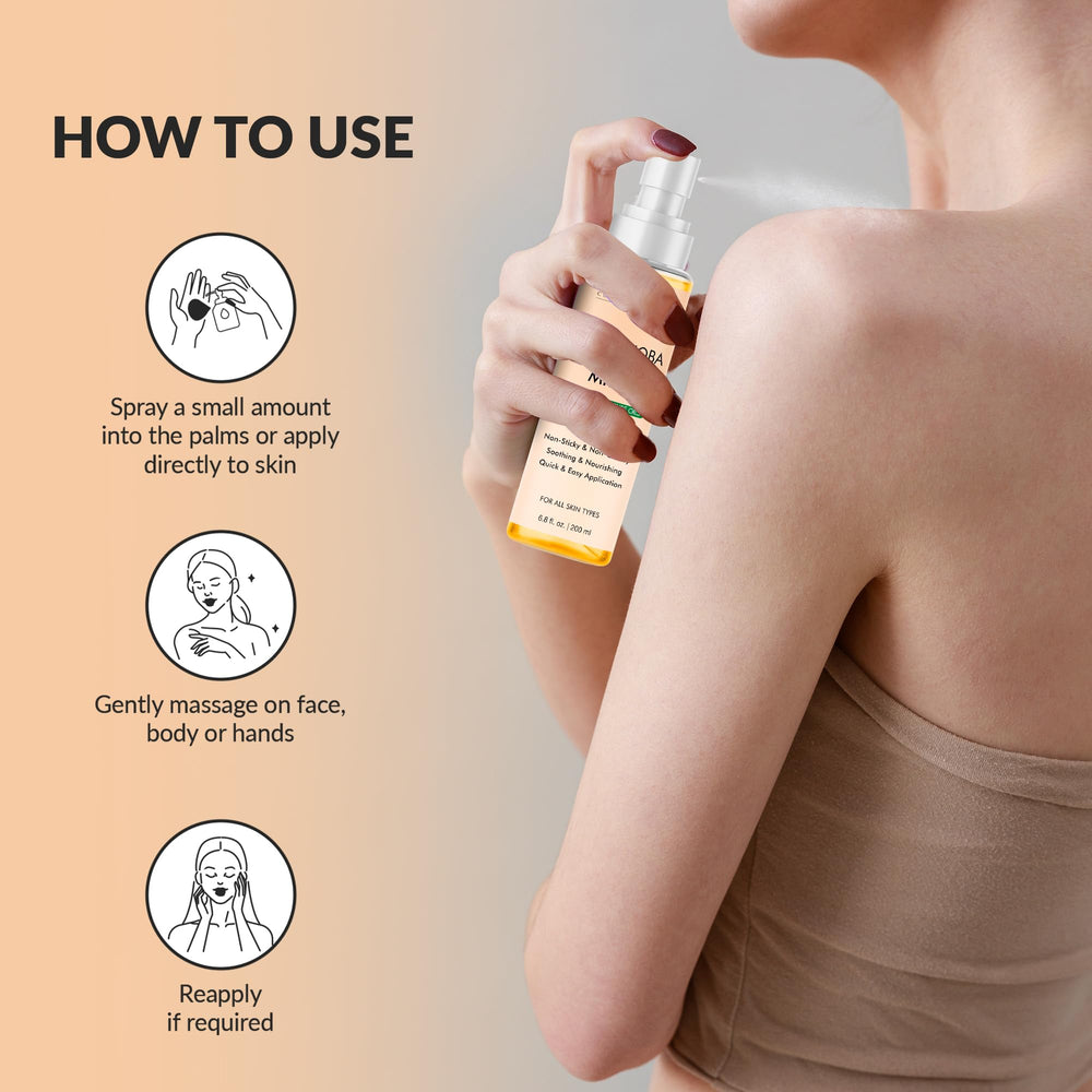 Majestic Pure mist applied to skin demonstrates soothing massage use and gentle nourishment.