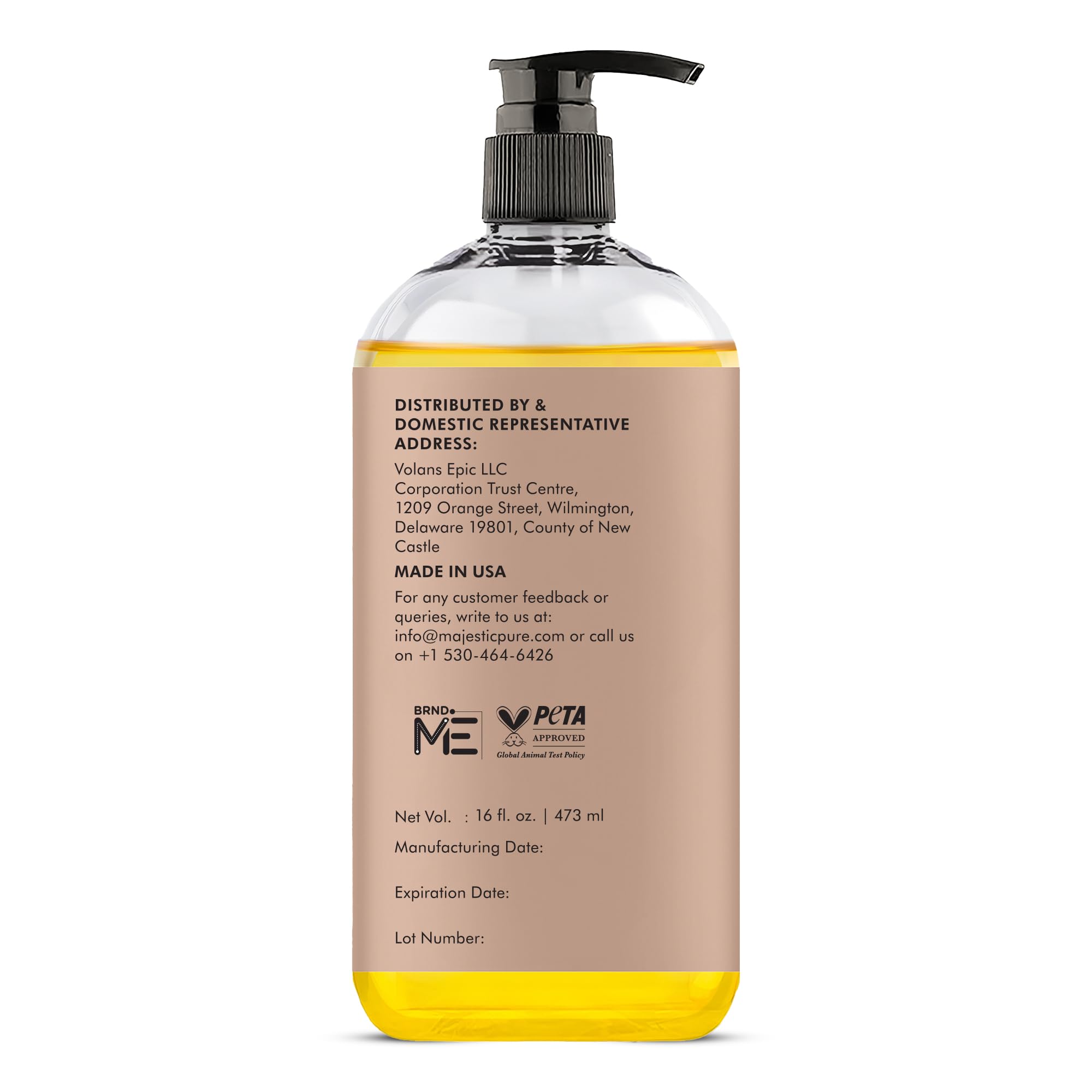 Majestic Pure Sweet Almond Oil packaging variation note.