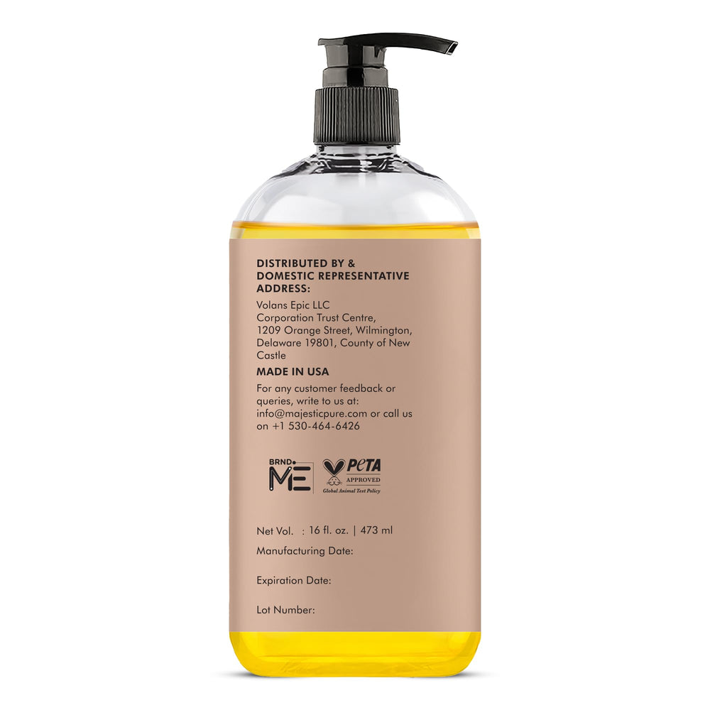 Majestic Pure Sweet Almond Oil packaging variation note.