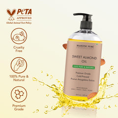 Majestic Pure Sweet Almond Oil pour demonstrates smooth texture for hair.