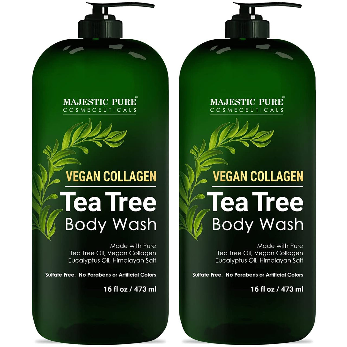 Majestic Pure Tea Tree Body Wash bottle with rich lather for daily cleansing.
