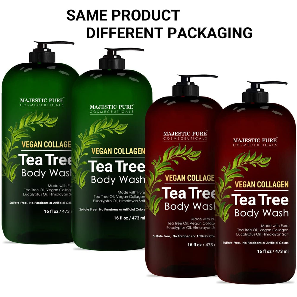 Majestic Pure Tea Tree Body Wash pack-2 on display highlighting value and packaging.