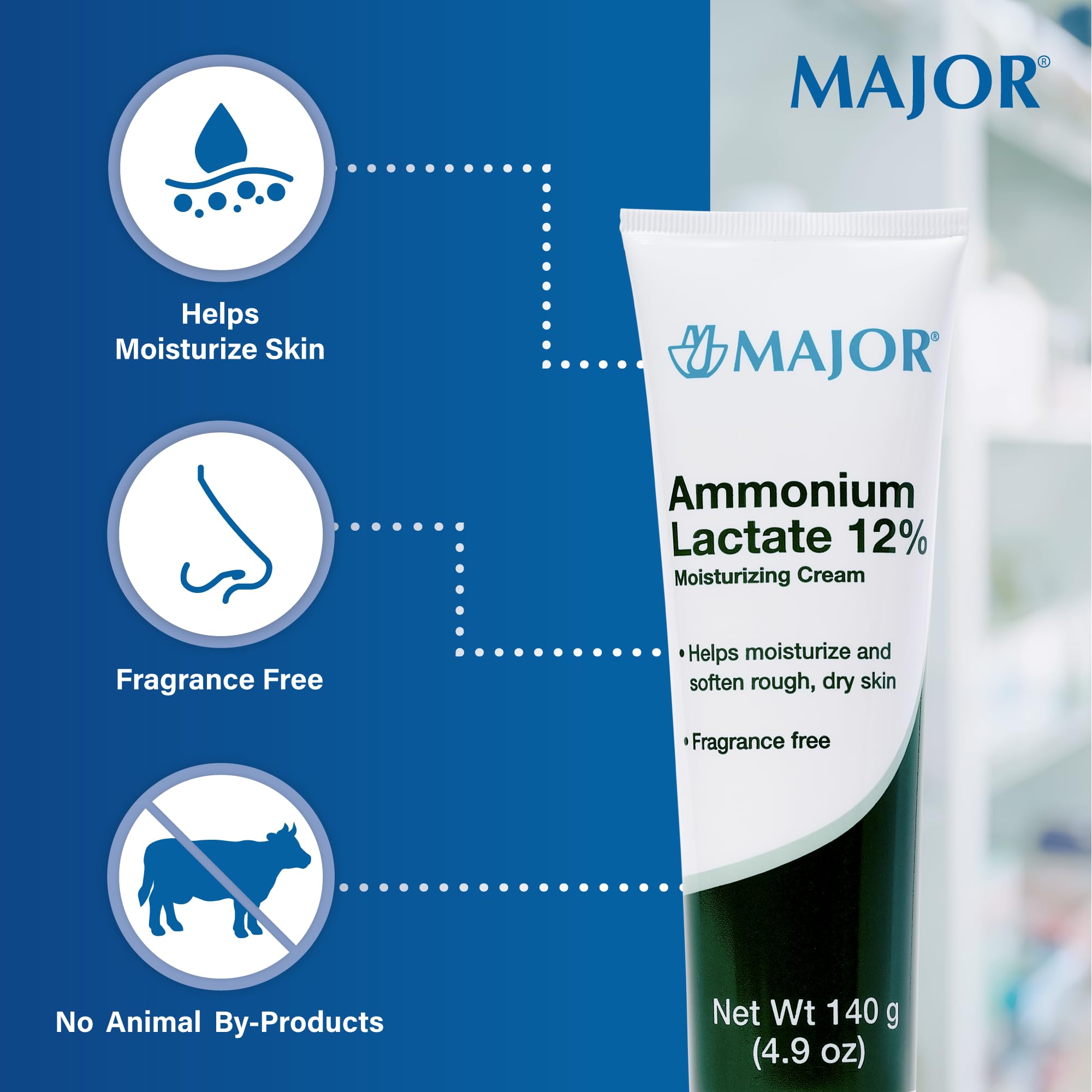 Major Ammonium Lactate 12% label close-up showing formulation details