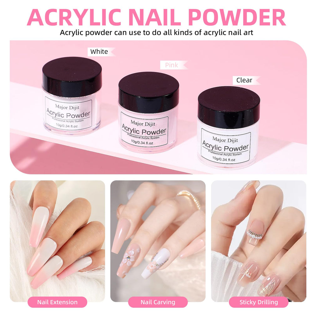 Major Dijit acrylic powders collection: easy to control sculpting for beginners.