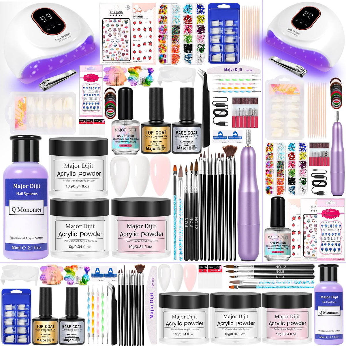 Major Dijit nail kit with 36W LED lamp for at home salon results