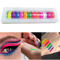 Major Dijit 12-color neon pigment powder ideal for striking nail designs.