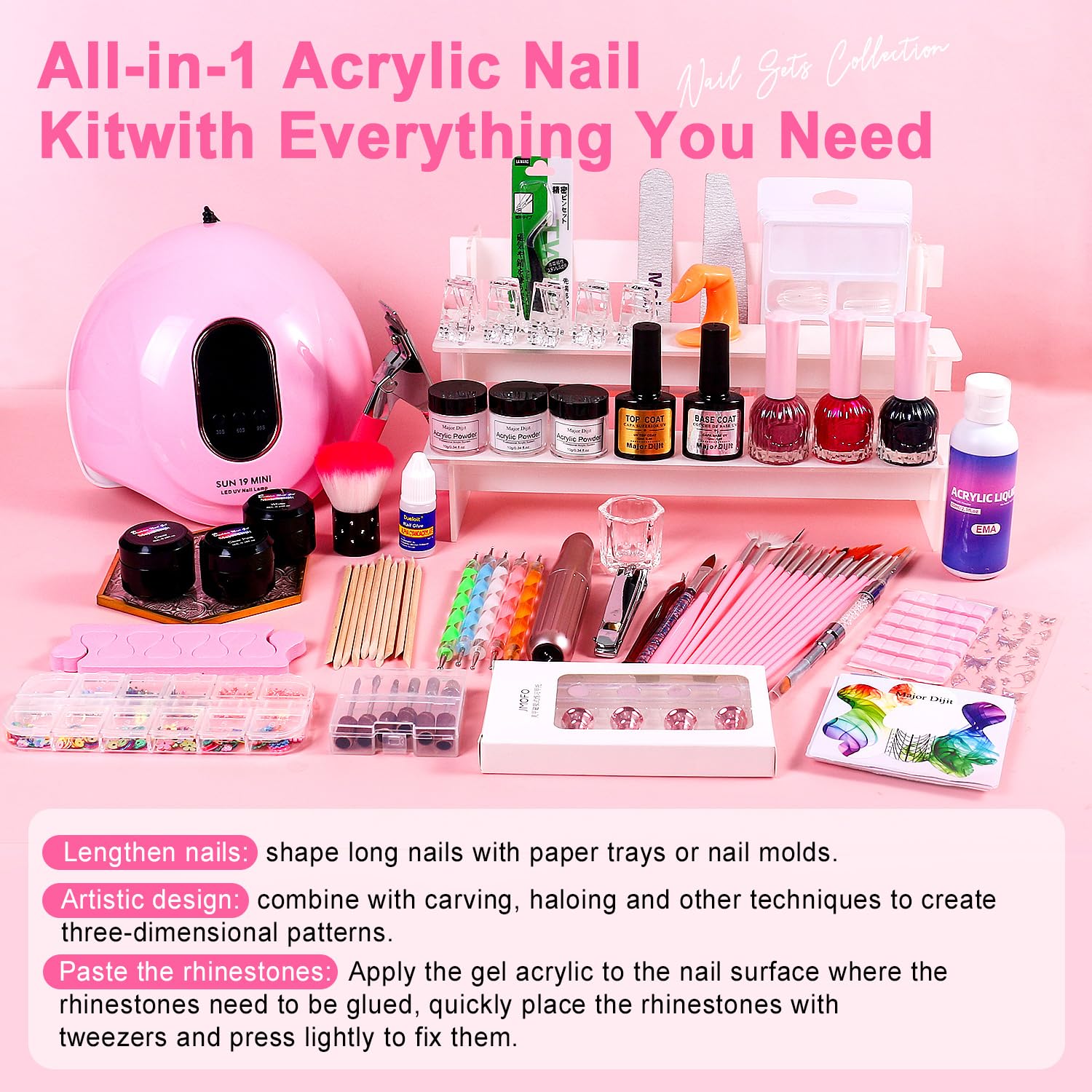 Majordijit acrylic nail kit drill and bits simplify filing and shaping