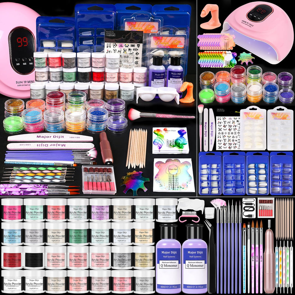 Major Dijit acrylic nails kit with 36W UV lamp for home curing.