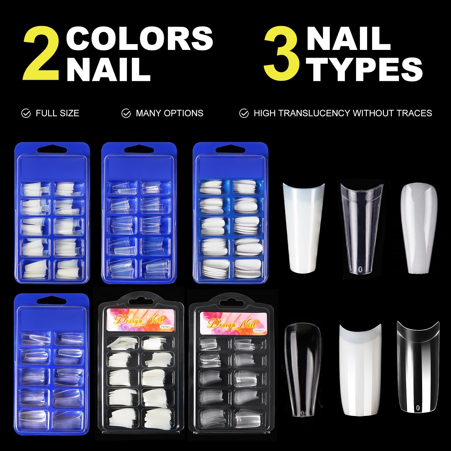 Major Dijit artificial nail tips with glitter accents for quick designs.