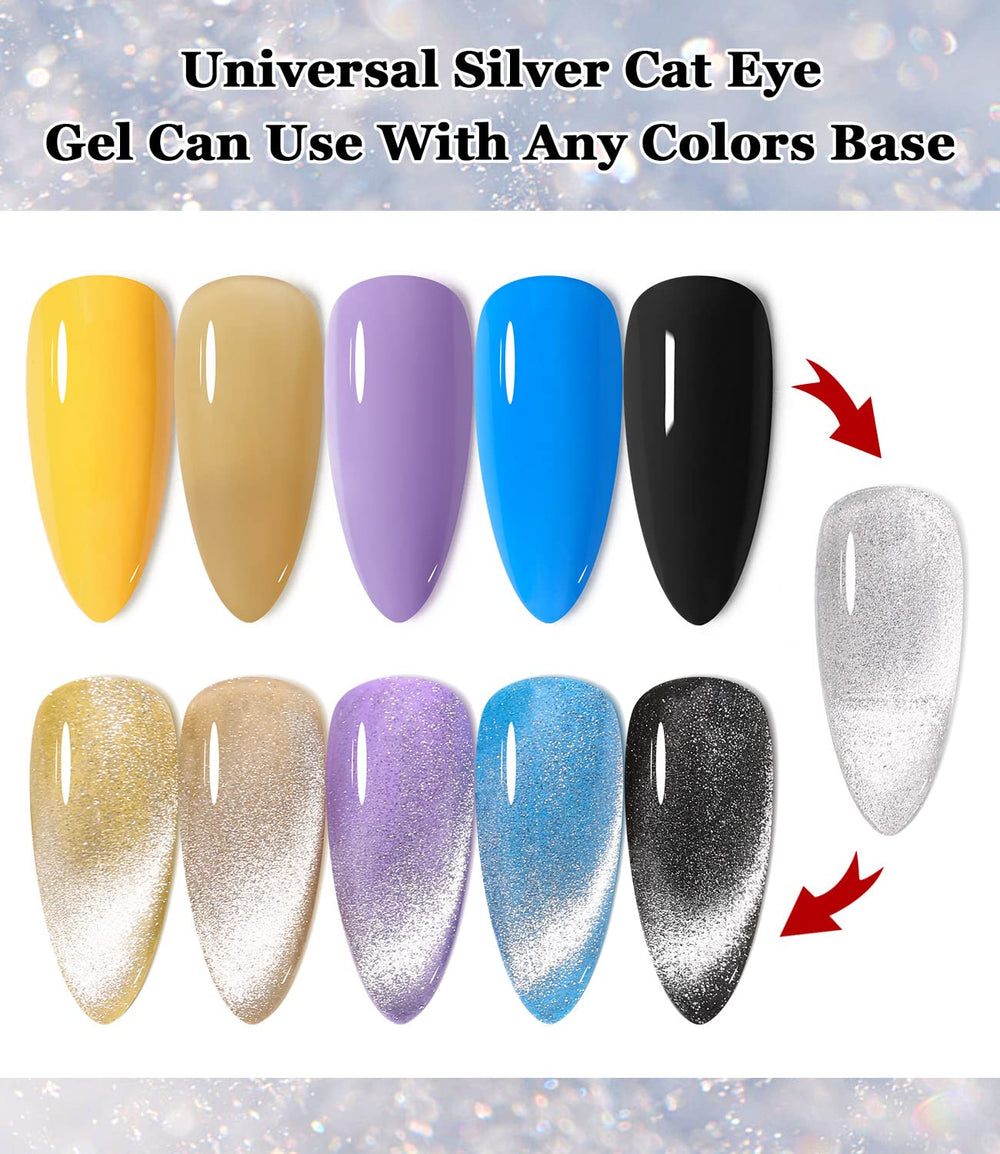 Major Dijit Cat Eye Gel Polish with 9D glitter delivers holographic sparkle under any light.