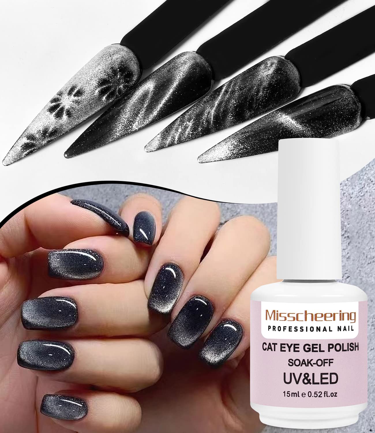 Major Dijit Cat Eye Gel Polish creates color-shift effects for dynamic nail art.