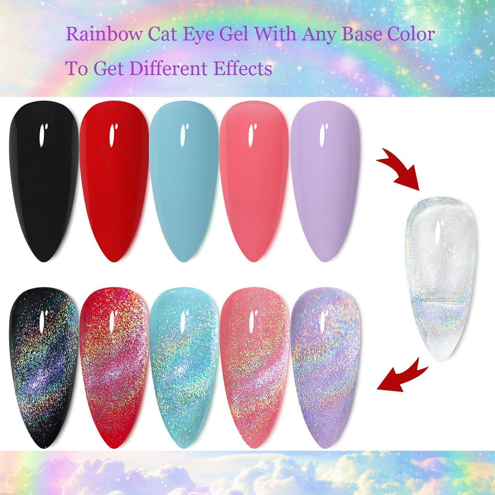Major Dijit cat-eye nail swatch shows holographic shift and velvet glow in different lights