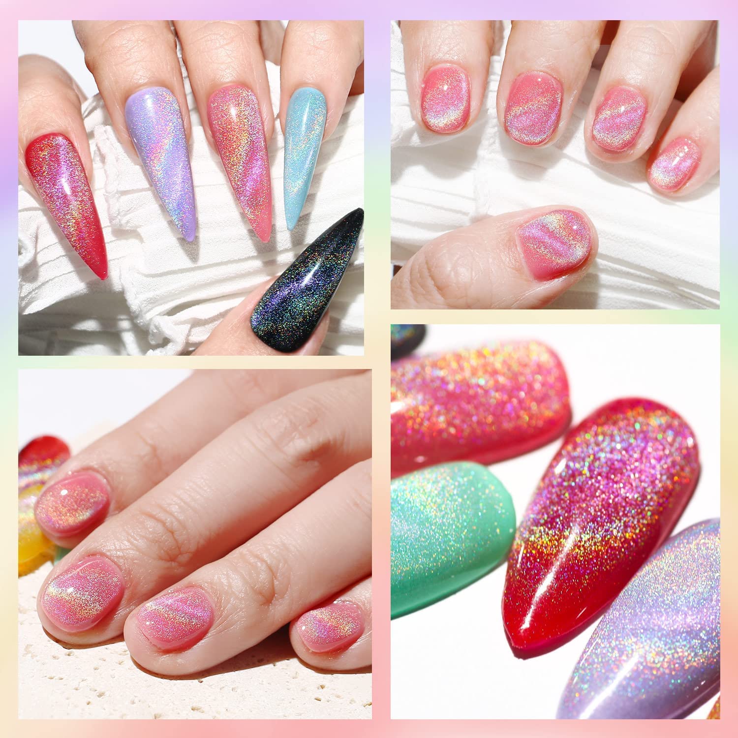 Major Dijit salon display shows gel nails with color-changing luster